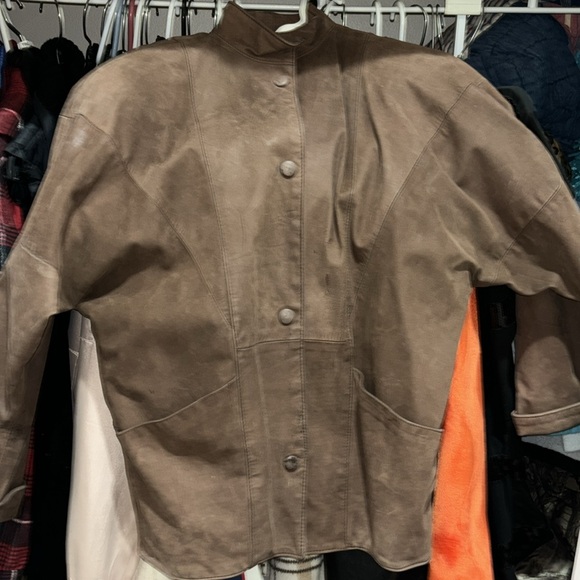 Genuine Vintage Brown Leather Suede Jacket Coat - Picture 5 of 9
